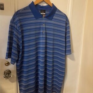 Nike Golf Blue and White Striped Men's Polo Shirt